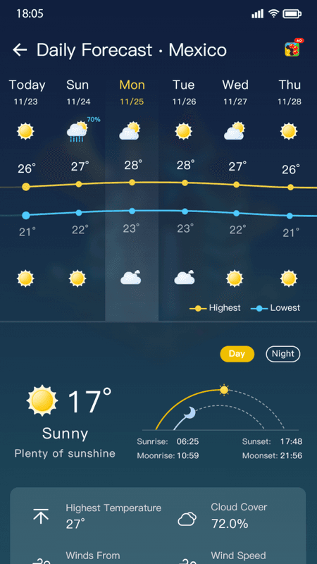 坚果天气预报截图(2)